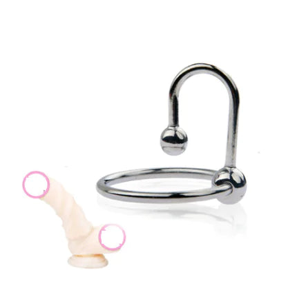 Metal Cock Ring with Urethral Stop - Yes, Ruby