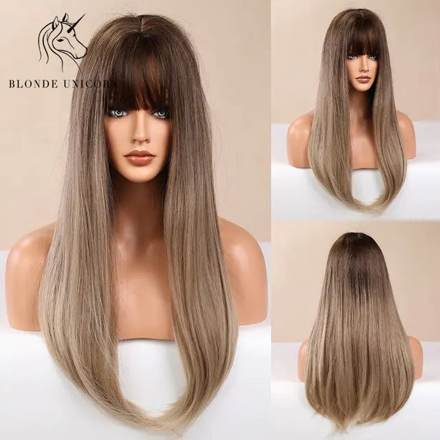 Synthetic Long Brown Wig - Yes, Ruby