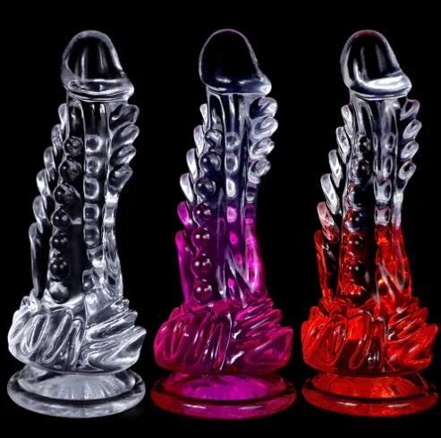 Realistic Clear Monster Dildo with Suction Cup (One Piece) - Yes, Ruby