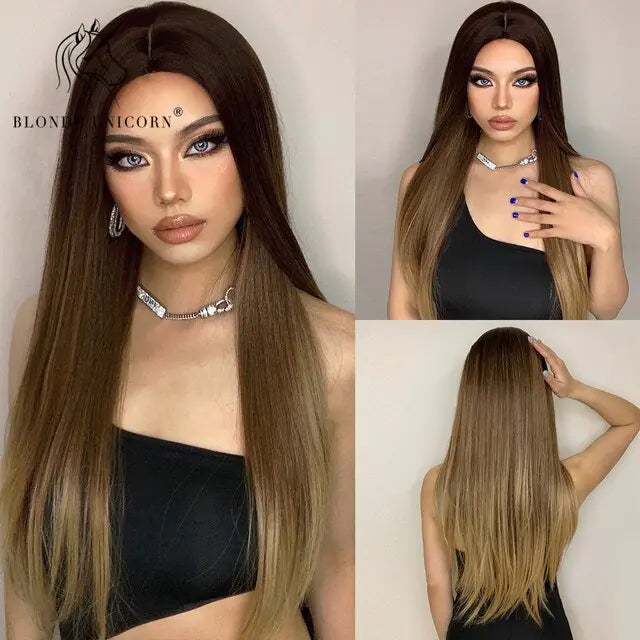 Synthetic Long Brown Wig - Yes, Ruby