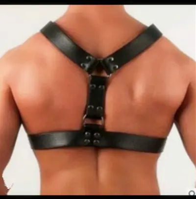 PU Leather Wide Waist Belt with Strap and Chest Harness - Yes, Ruby