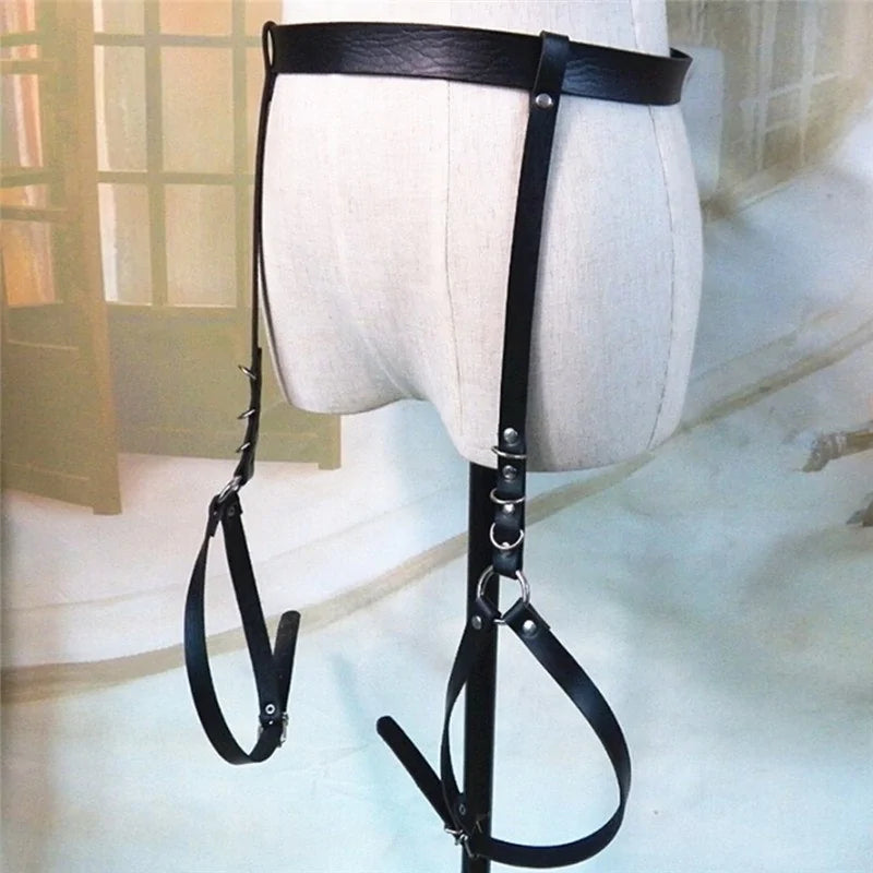 Harness Waist Belt Leather Garters - Yes, Ruby