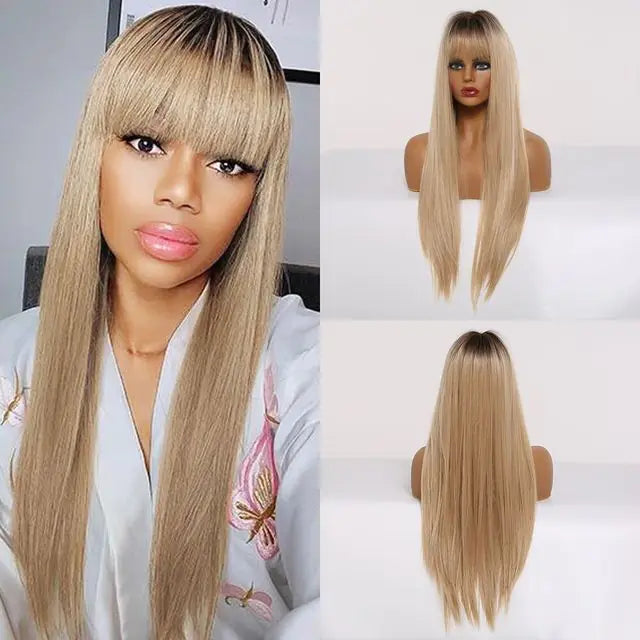 Synthetic Long Brown Wig - Yes, Ruby
