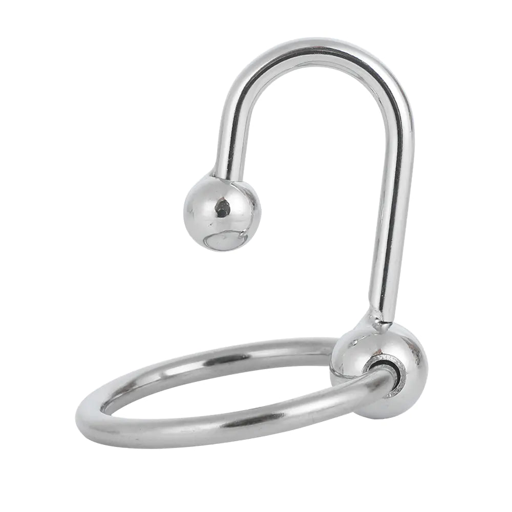 Metal Cock Ring with Urethral Stop - Yes, Ruby