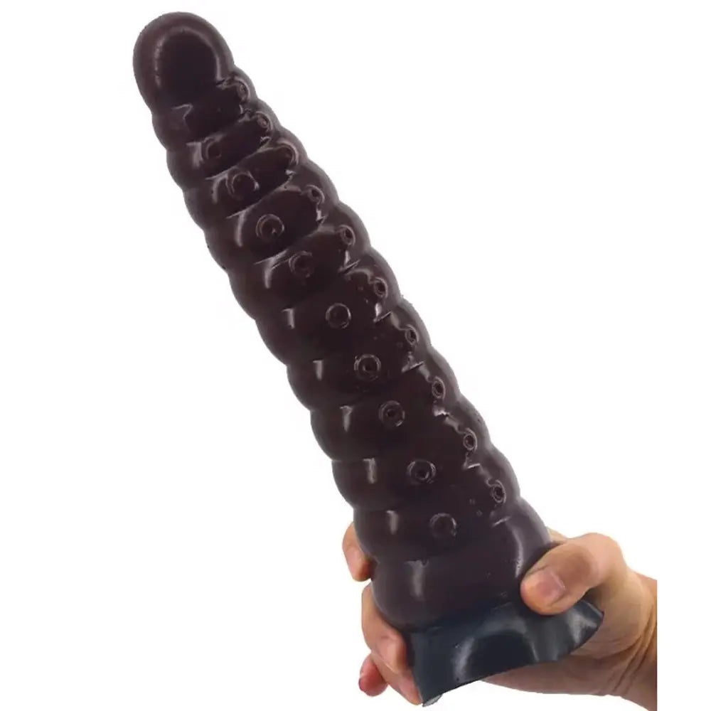 Silicone Ribbed Tentacle Dildo with Suction Cup - Yes, Ruby