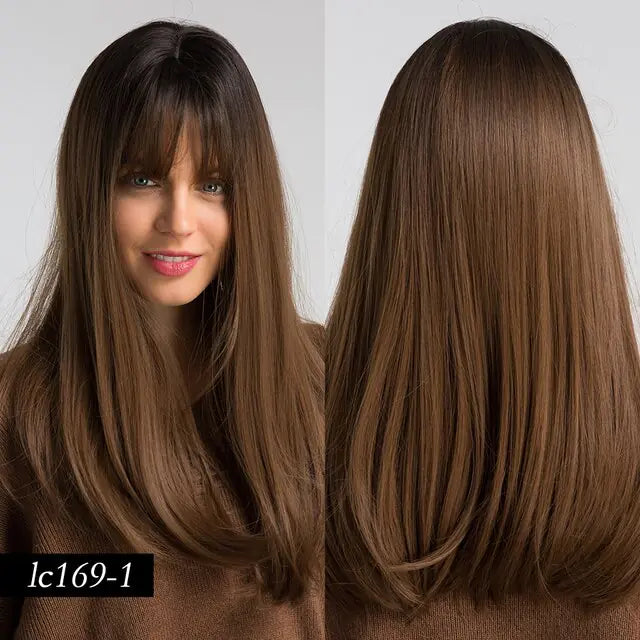 Synthetic Long Brown Wig - Yes, Ruby