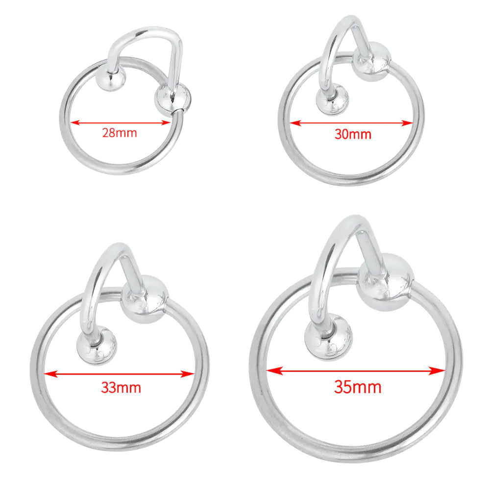 Metal Cock Ring with Urethral Stop - Yes, Ruby