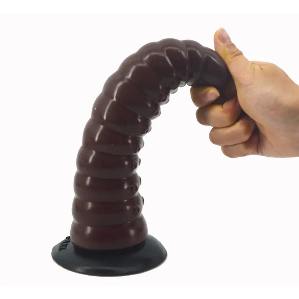 Silicone Ribbed Tentacle Dildo with Suction Cup - Yes, Ruby