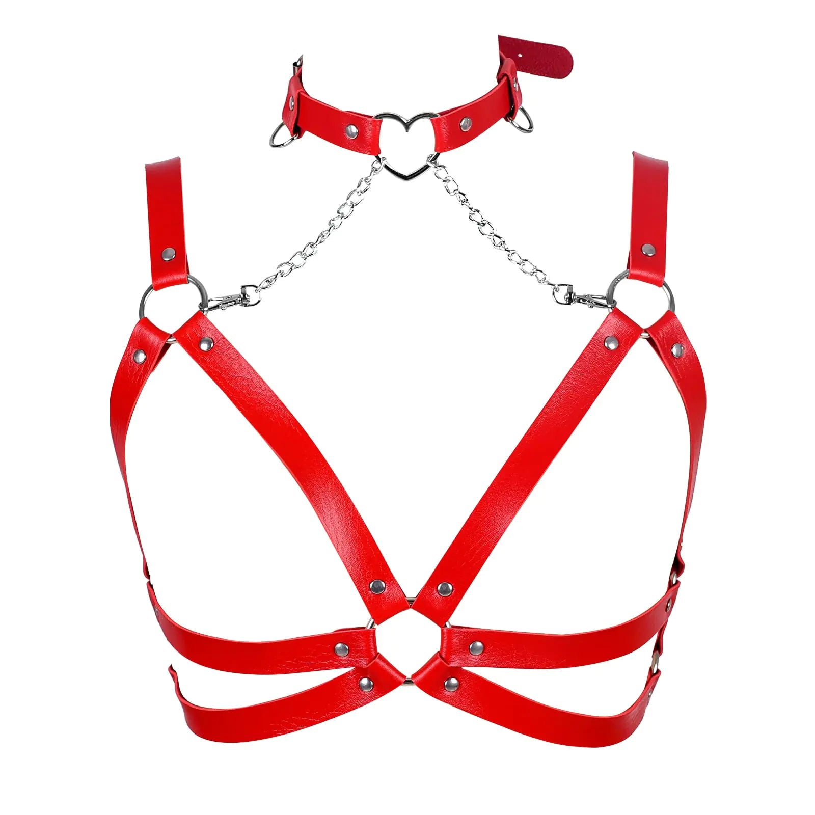 Lingerie cage Chest strap Leather Bra Body chain harness for Mistress - Yes, Ruby