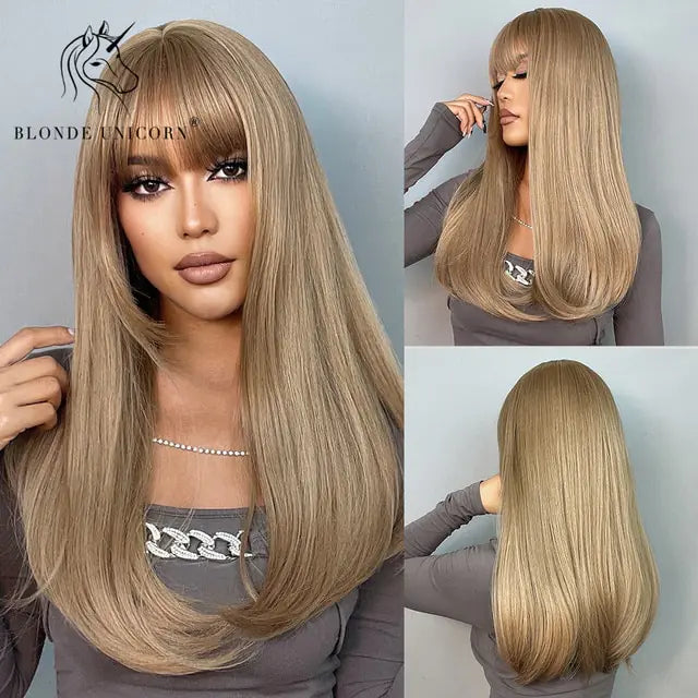 Synthetic Long Brown Wig - Yes, Ruby