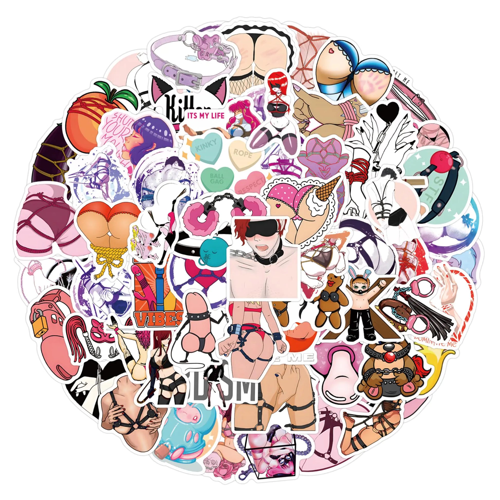 BDSM Theme Stickers 120-Pack: Vinyl Decals - Yes, Ruby