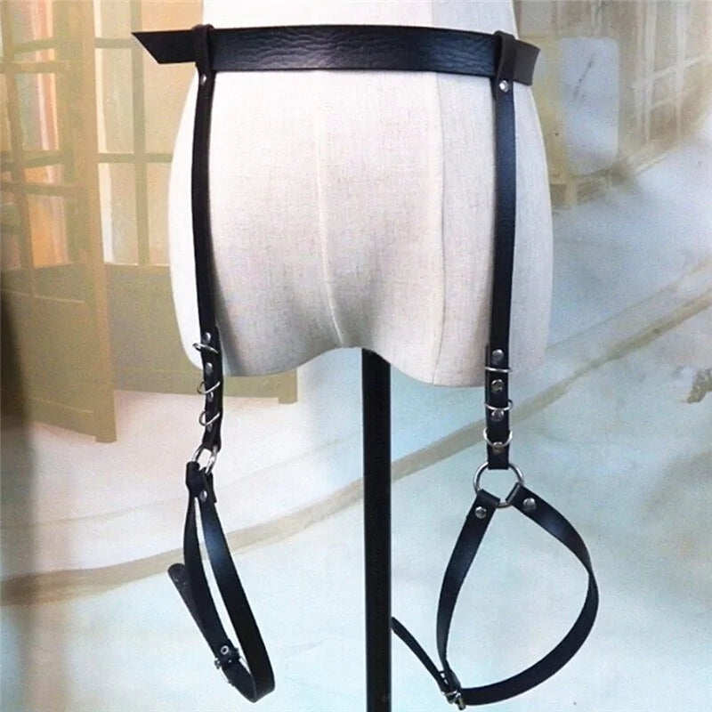 Harness Waist Belt Leather Garters - Yes, Ruby