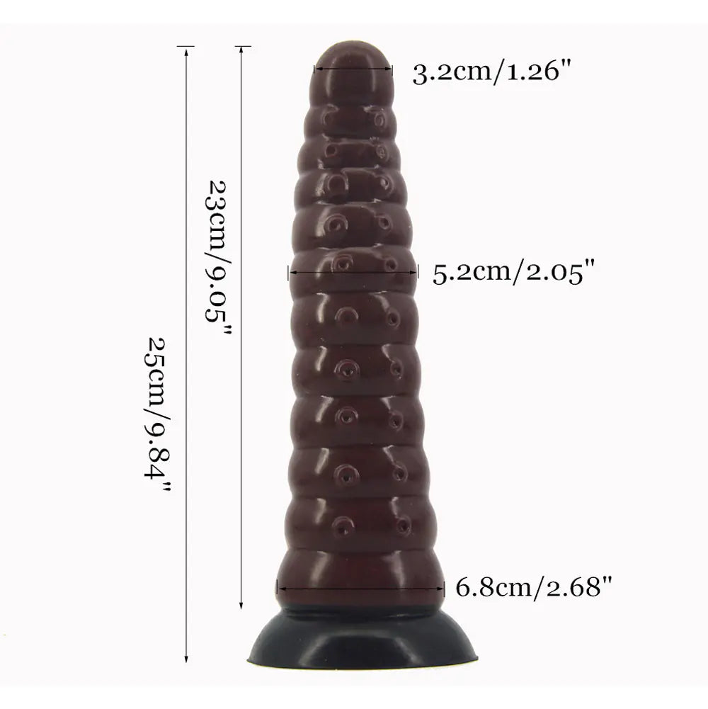 Silicone Ribbed Tentacle Dildo with Suction Cup - Yes, Ruby
