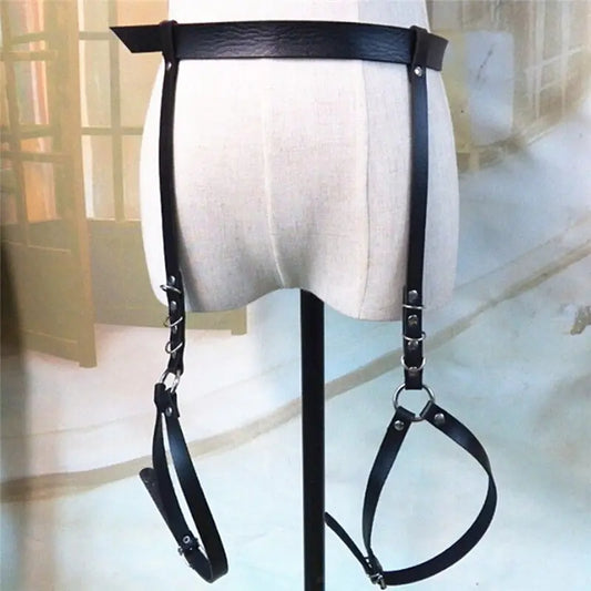 Harness Waist Belt Leather Garters - Yes, Ruby