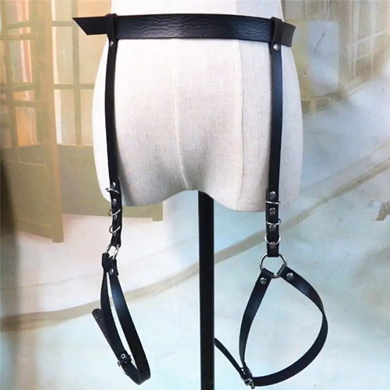 Harness Waist Belt Leather Garters - Yes, Ruby