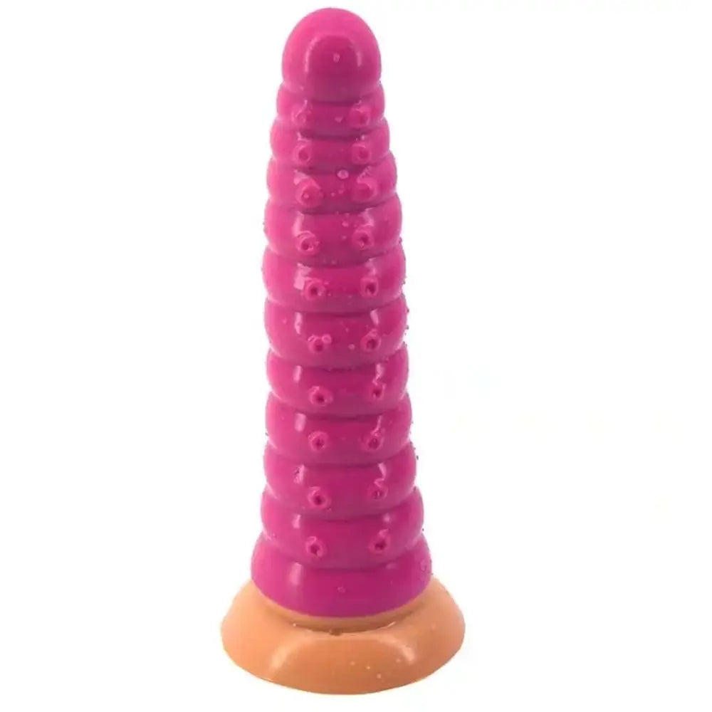 Silicone Ribbed Tentacle Dildo with Suction Cup - Yes, Ruby