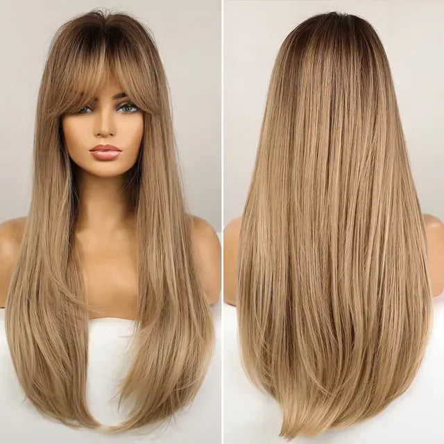 Synthetic Long Brown Wig - Yes, Ruby
