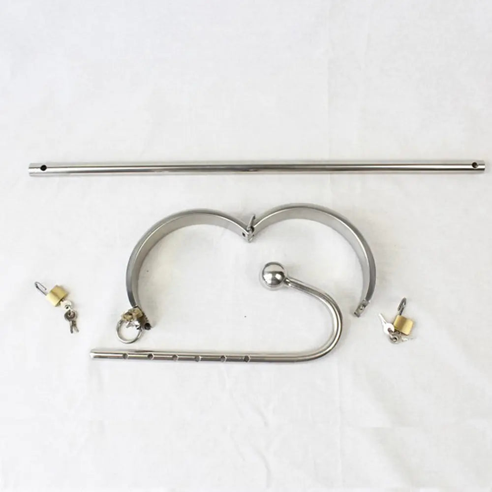 Unisex Stainless Steel Collar and Anal Hook Restraint - Yes, Ruby