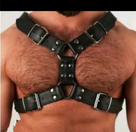 PU Leather Wide Waist Belt with Strap and Chest Harness - Yes, Ruby