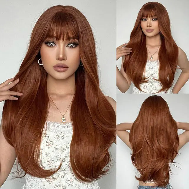 Synthetic Long Brown Wig - Yes, Ruby