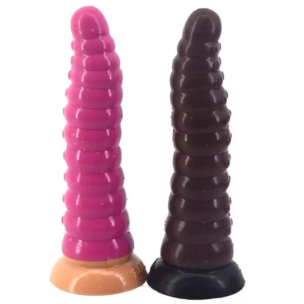 Silicone Ribbed Tentacle Dildo with Suction Cup - Yes, Ruby