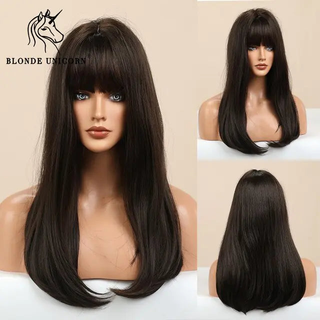 Synthetic Long Brown Wig - Yes, Ruby