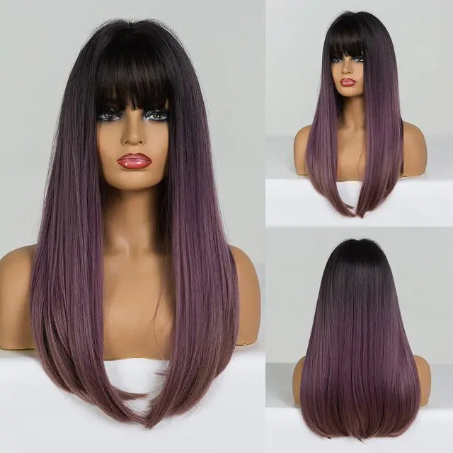 Synthetic Long Brown Wig - Yes, Ruby