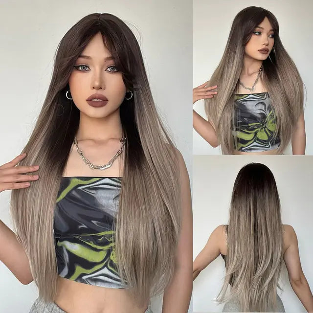 Synthetic Long Brown Wig - Yes, Ruby