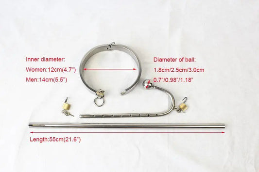 Unisex Stainless Steel Collar and Anal Hook Restraint - Yes, Ruby