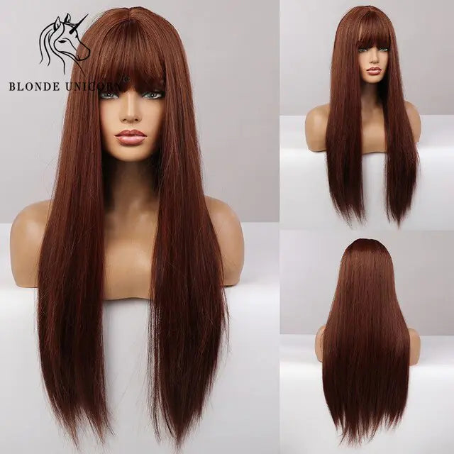 Synthetic Long Brown Wig - Yes, Ruby