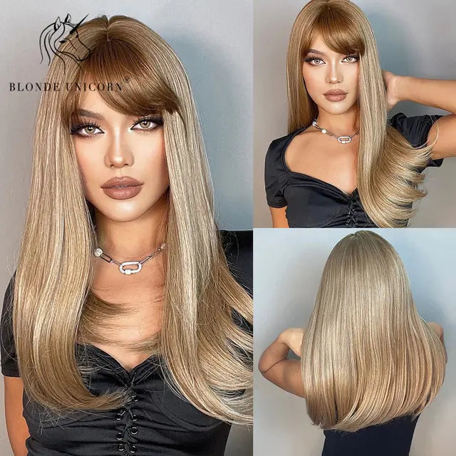 Synthetic Long Brown Wig - Yes, Ruby