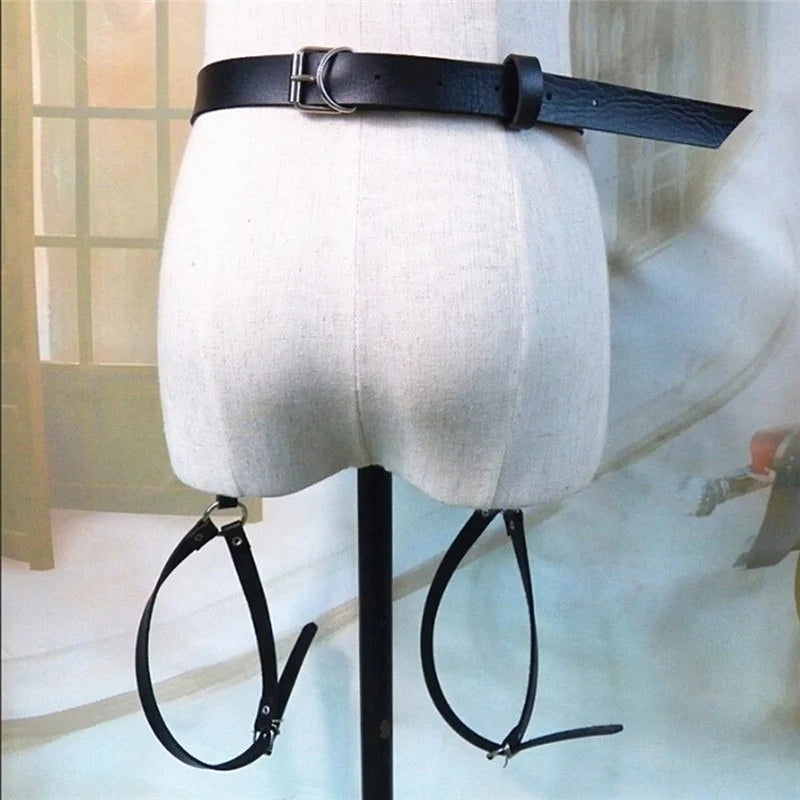 Harness Waist Belt Leather Garters - Yes, Ruby